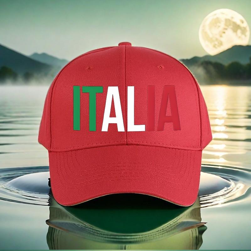 Графическая бейсболка Italia Унисекс Черная Кепка-козырек с дизайном итальянского флага Идеальна для Путешествий Уличной Моды Спорта Активного Отдыха