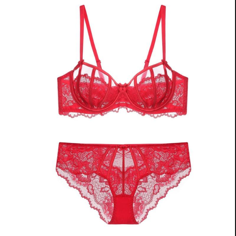 Женский прозрачный сетчатый бюстгальтер push-up с цветочным кружевом, на косточках, балконет, бралетт с трусиками, сексуальный комплект нижнего белья для женщин
