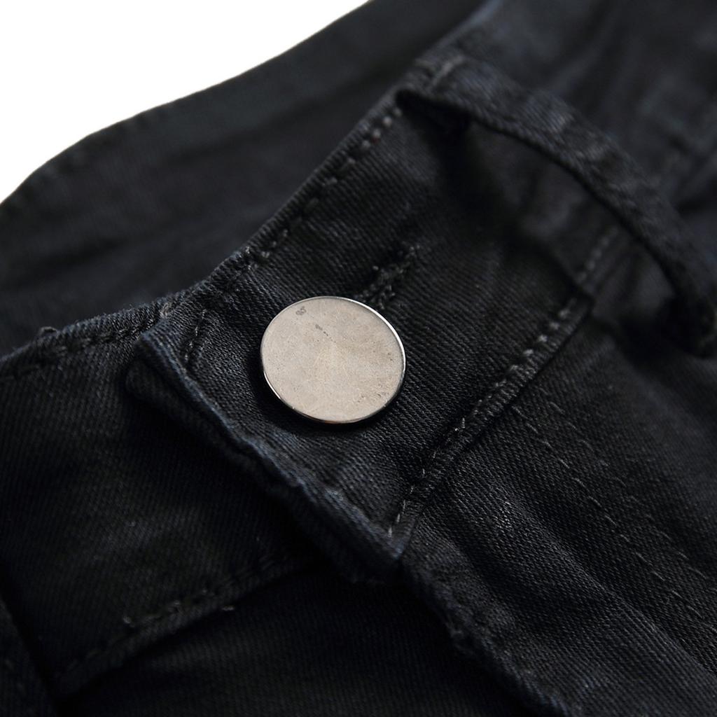 Мужские брюки Узкие джинсовые брюки Прямые брюки Однотонные рваные джинсы