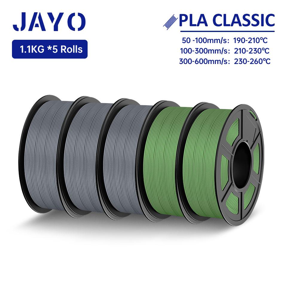 JAYO High Speed PLA matte 3D Filament 1.75mm PLA 3D Printer Filament 5Rolls/set Neatly Wound Matte Effect 3D Printing Materials