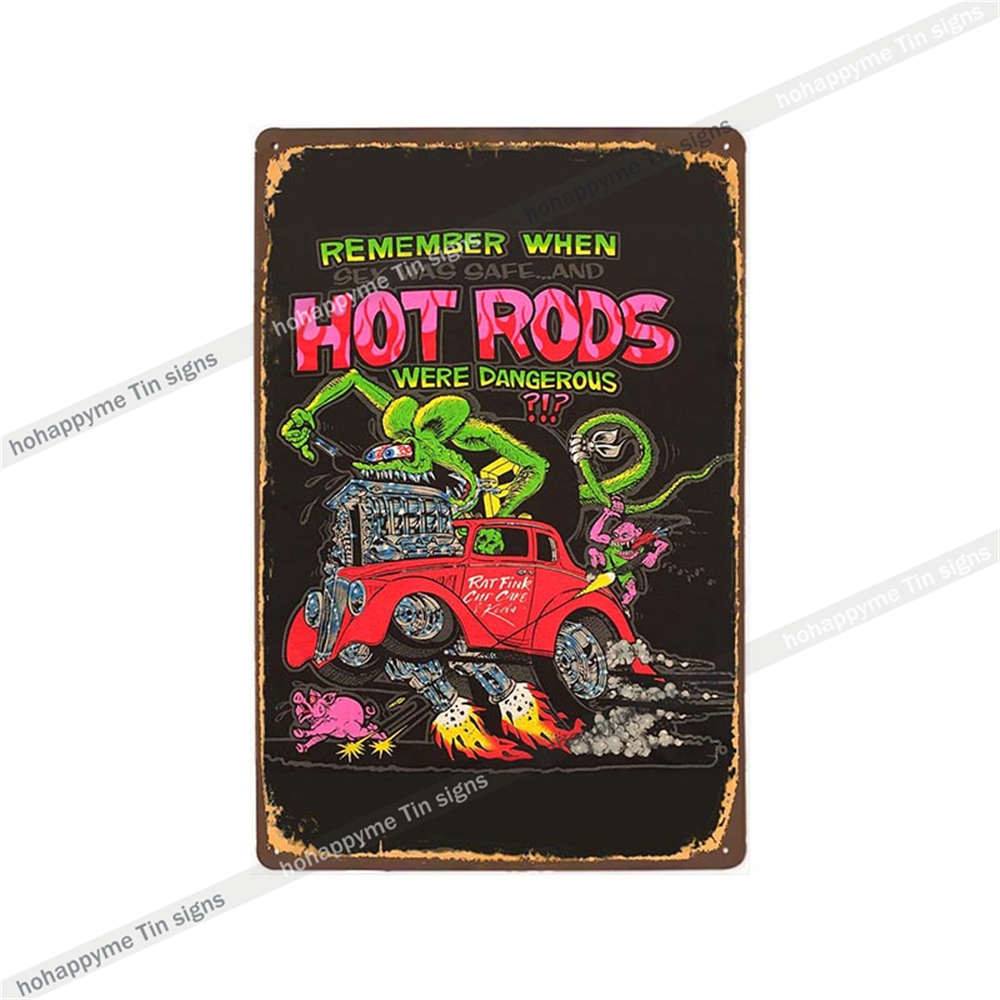 Декор Rat Fink Металлическая Винтажная Вывеска Ретро Декоративная Табличка Гараж Мужская Пещера Бар Паб Клуб Жестяная Картина Дом Гостиная Постер 20x30c