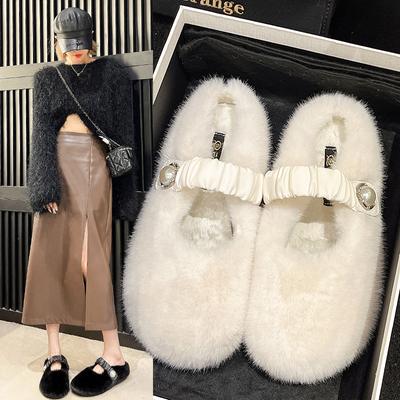 Половина Tuo Mao обувь для женской верхней одежды 2024 осень/зима новые теплые хлопковые тапочки Baotou Lazy Home