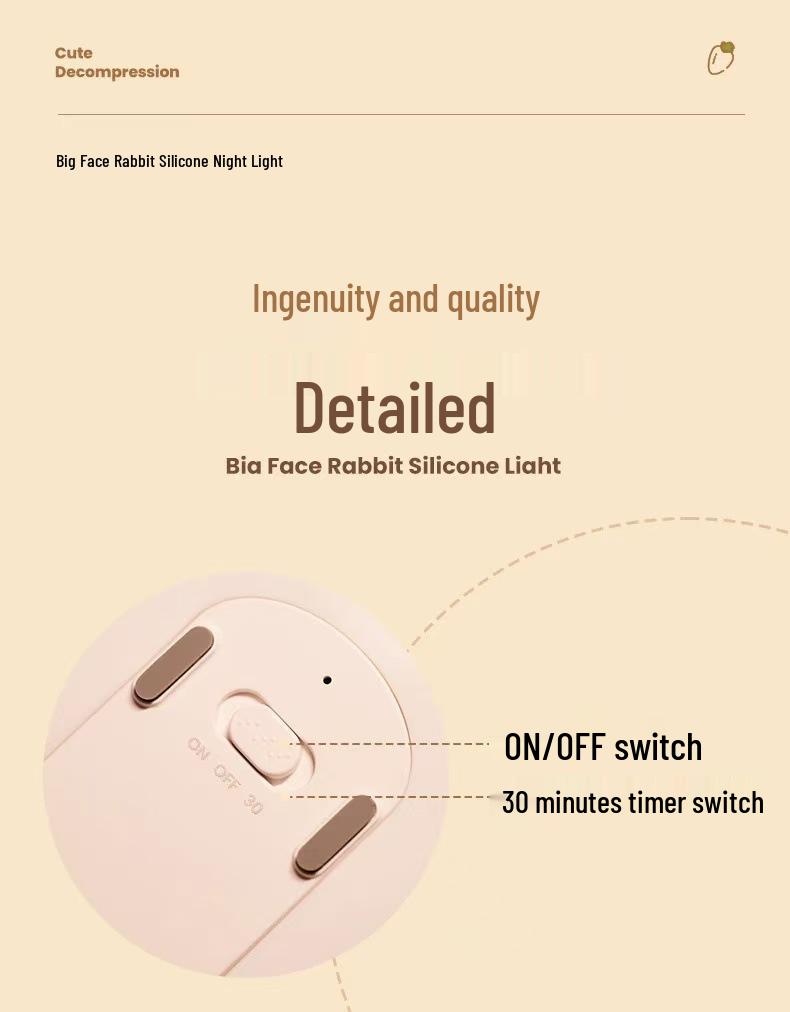 Big Face Rabbit Night Light - Bedside Atmosphere and Sleep Lamp