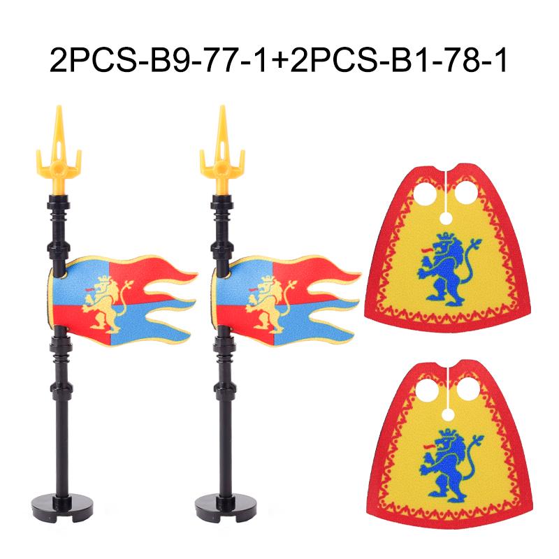 Средневековая Военная Война Армия Замок Рыцарь Солдат Фигурки Строительные Блоки Оружие Плащ Шлем Наплечник Флаг Воин Щит