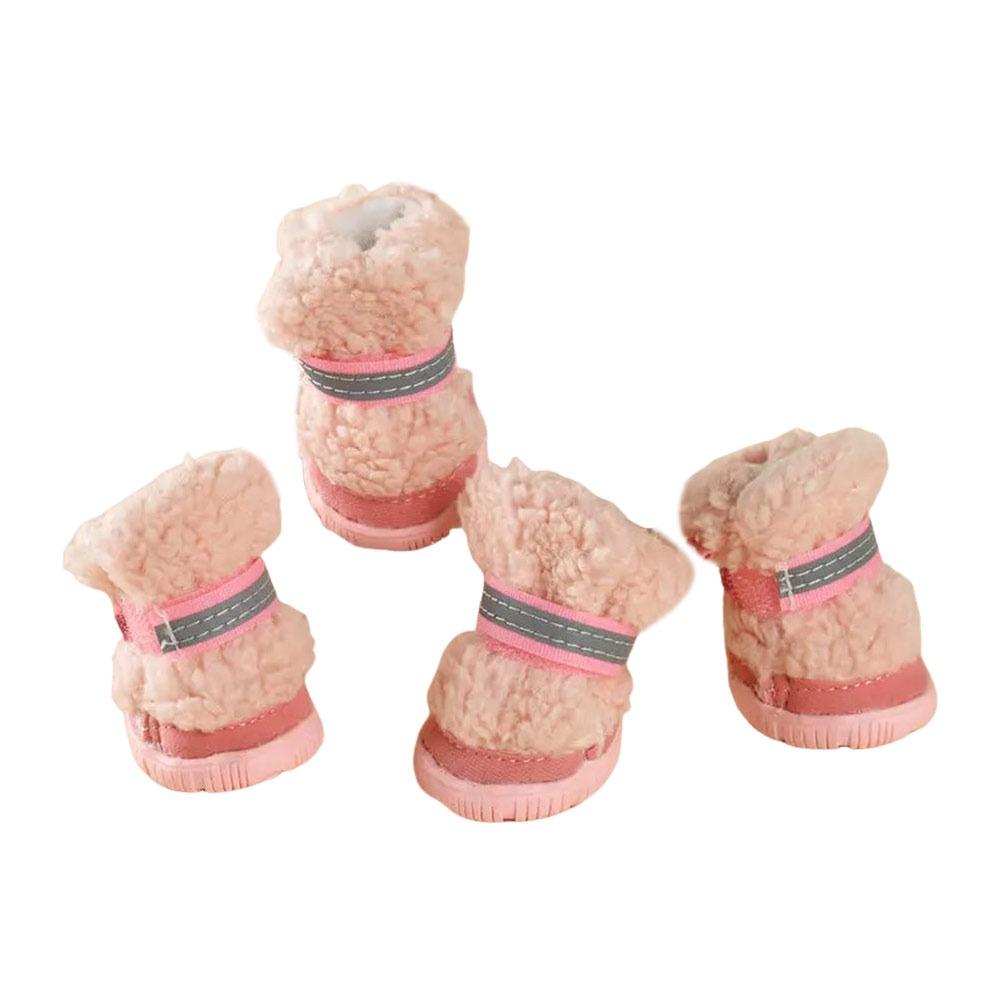 4Pcs Strong Grip Dog Shoes Anti-Scratch Warm Shoes Cozy Pet Shoes  Small Dog