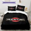 Martini Classic Logo Black Background Print 3 Pieces Duvet Cover Set Bar Man Cave Bedding Bedroom Home Decor Without Pillow Core Comforter