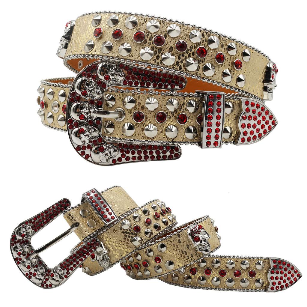 Дизайн Череп Инкрустация Бриллиантами Ремень Высококачественная Пряжка-штифт Полный Бриллиантами Пайетки Хип-хоп Украшение Клубный Ремень Женский