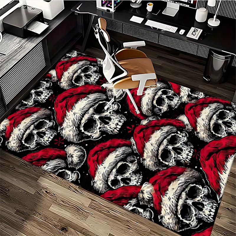 Christmas Santa Skull Chair Mat - Anime Cartoon Design, Non-Slip Carpet for Office, Home Decor, Living Room, Bedroom, Gaming Room & Dormitory.R036