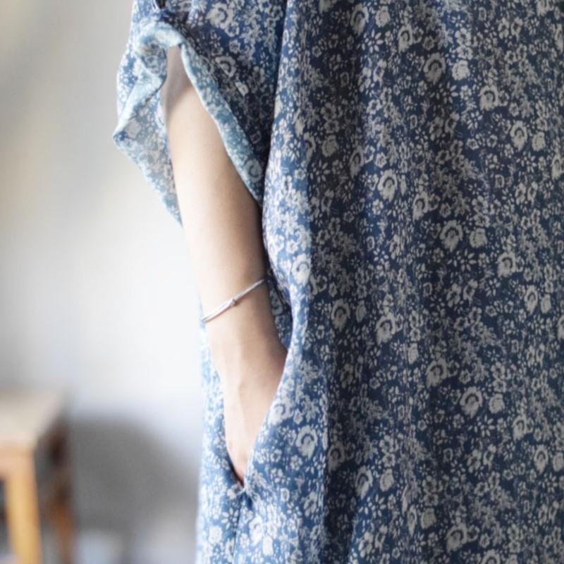 Johnature Женские платья с винтажным принтом и цветочным принтом, V-образным вырезом, семь рукавов, летние свободные мягкие платья А-силуэта