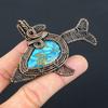 Amazing Copper Turquoise Gemstone Handmade Pure Copper Wire Wrapped Fish Pendant Jewelry