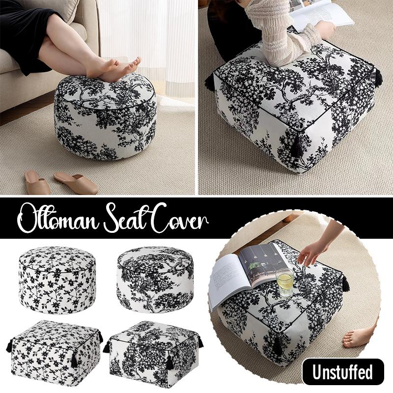 1PC Unstuffed Ottoman Futon Seat Cover Printing Country Pastoral Style Cushion Cover Luxury Cotton Footstool Lazy Futon Case