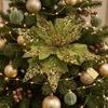Realistic Artificial Christmas Flower Sequined Simulation Glitter Flower  Tabletop Display