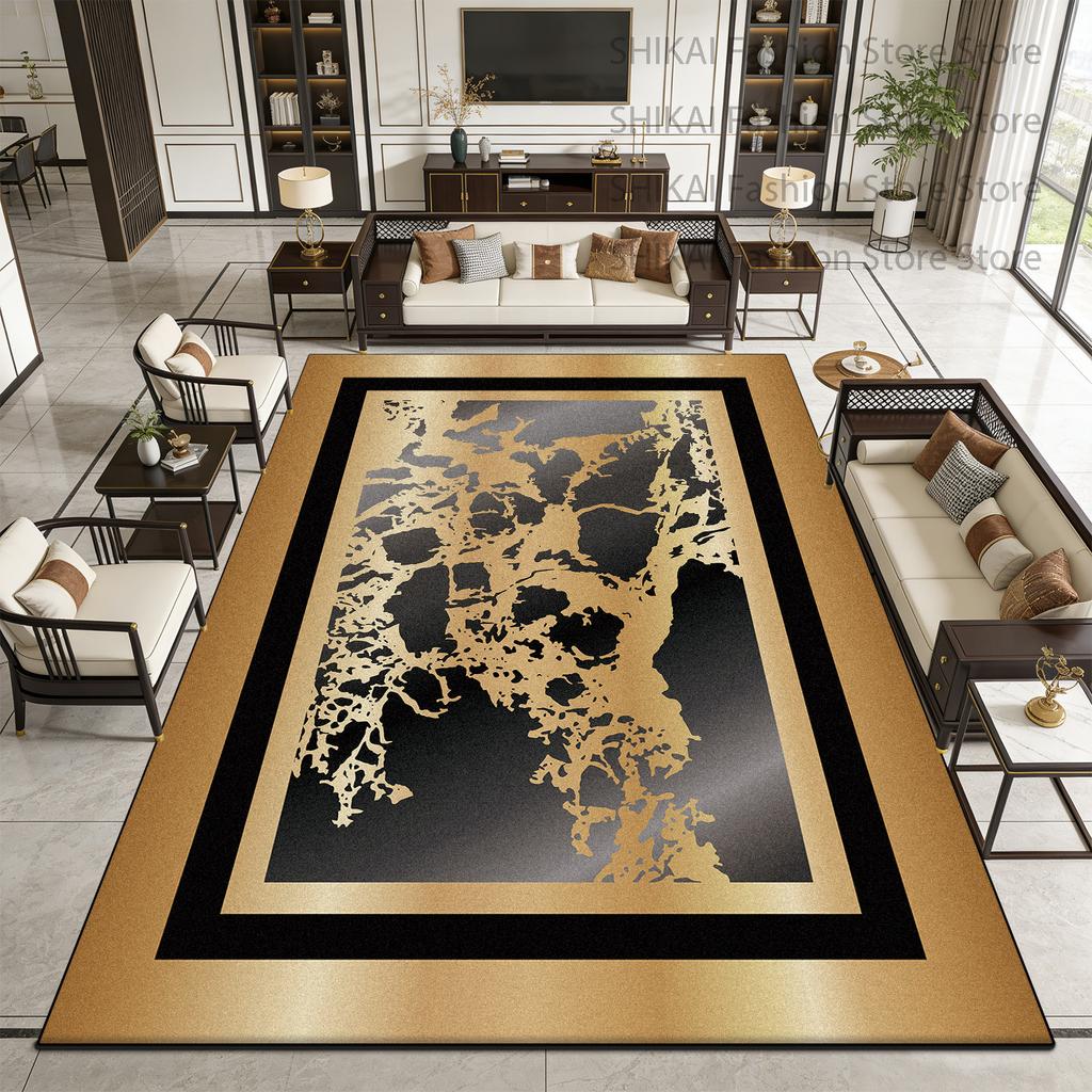 Modern Black Gold Marble Style CARPET FOR LIVE ROOM Decoration Home Washable Fluffy Rug Easy Clean Short Velvet Luxury Floor Mat