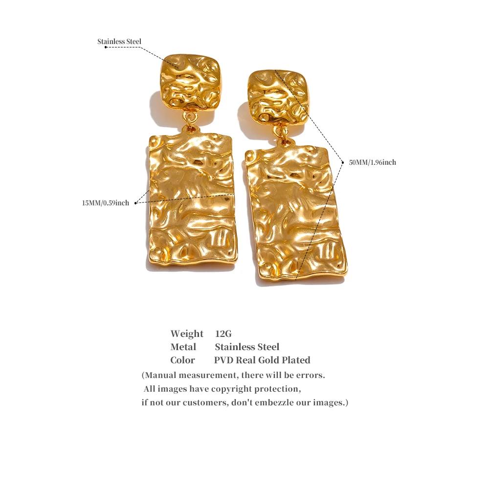 Eetit Серьги-подвески из нержавеющей стали с металлическим молотком в форме прямоугольника, предотвращающие аллергию, повседневные ювелирные изделия из нержавеющей стали в подарок