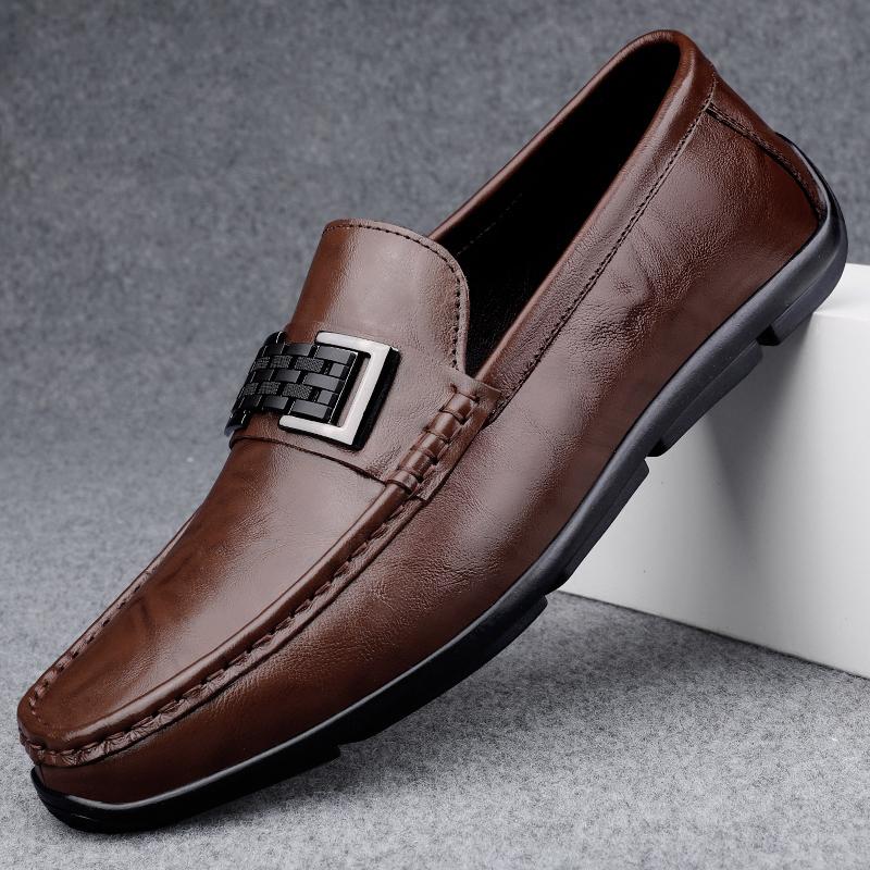 Мужские лоферы из натуральной кожи, слипоны, плоская подошва, повседневная обувь для улицы, новинка, мокасины, мужская обувь для отдыха, для ходьбы, для вождения