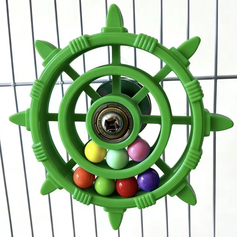 Colorful Beads Parrot Spinner Toy Rudder Shaped Parrot Interactive Play Bird Cage Enrichment