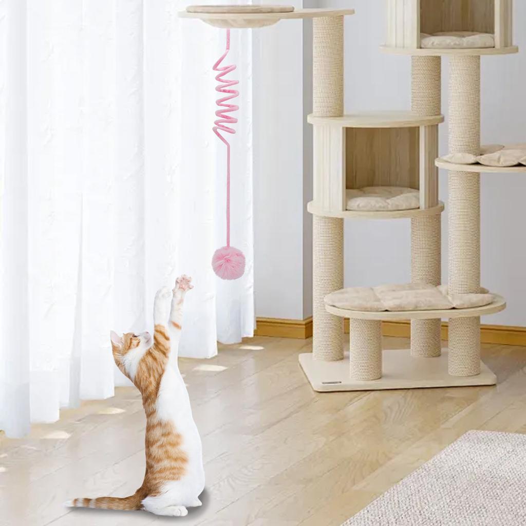 Hanging Catnip Ball Toy Retractable Interactive Cat Teasing Stick Cat Toy Indoor Play Exercise Physical Stimulation