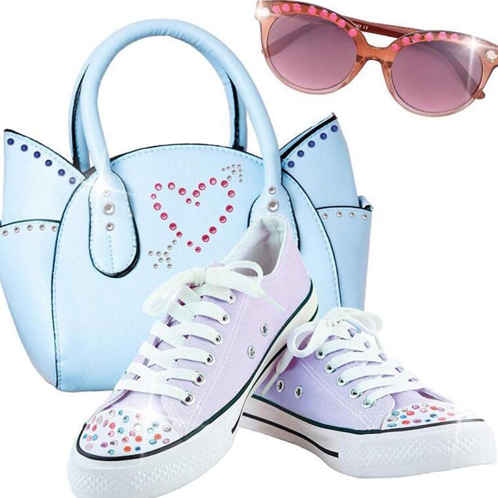 Childrens Magic Nail Drill Hair Braid Maker Toy Pretend Play Accessories Makeup Stickers Diamond Drill Machine Girls DIY Set