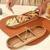 One Piece, 11.4 Inches, Acacia Wood Dinner Plate, Multi-purpose Breakfast Tray, Snack Tray, Cake Cutlery, Decorative Tray, Dividers for Appetizers