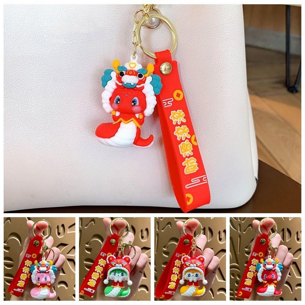 Lion Dance 2025 New Year Pendant Good Lucky Snake Key Ring Fashion Snake Keychain Bag Charm