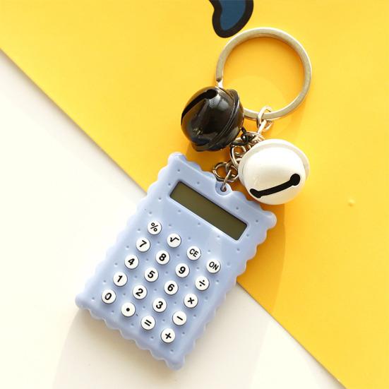 Мини-портативный калькулятор, колокольчик, декор, брелок, мультяшная форма Buscuit, 8 цифр, разборчивый ЖК-дисплей, прочные клавиши, механический переключатель с батарейным питанием