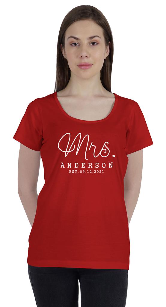 Inkdotpot Персонализированная женская футболка-топ Mrs Wedding Announcement Shirt-2S