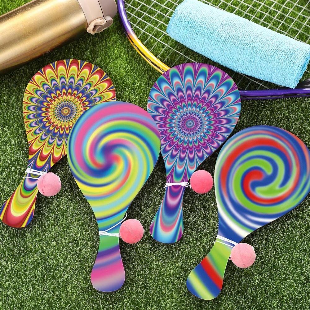 4Pcs Elastic String Paddle Ball Game Portable Wooden Target Ball Outdoor Training