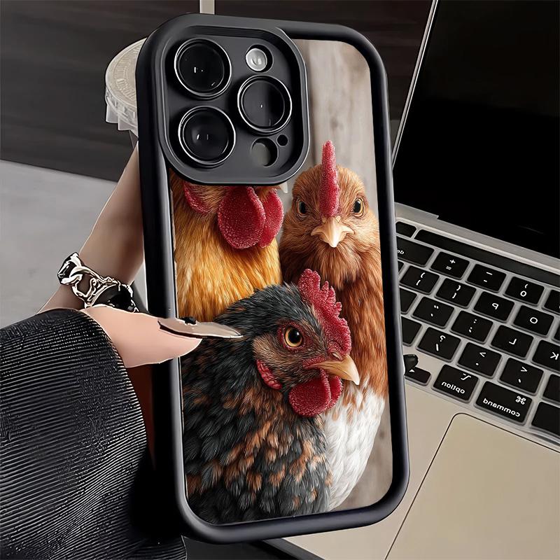 Чехол для телефона iPhone 17 Air 16E 15 16 Pro Max Курица Курица Петух Чехол 14 Plus 13 12 Mini Мягкий Силиконовый Fundas