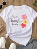 Sweet Flower Style Cute Unisex Tee T Clothing Fashion Casual Ladies Graphic Clothes Print White Short Sleeve ONeck TShirts