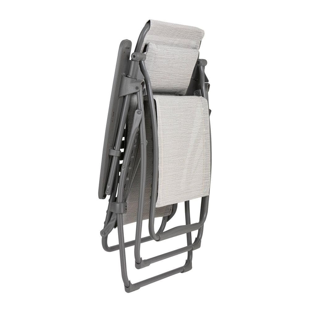 Lafuma Recliner FUTURA Light Gray Galet LFM3113 9718 Outdoor Chair Camping Sauna Totoi Chair Balcony Original Recliner Chair Made In France 5 Year
