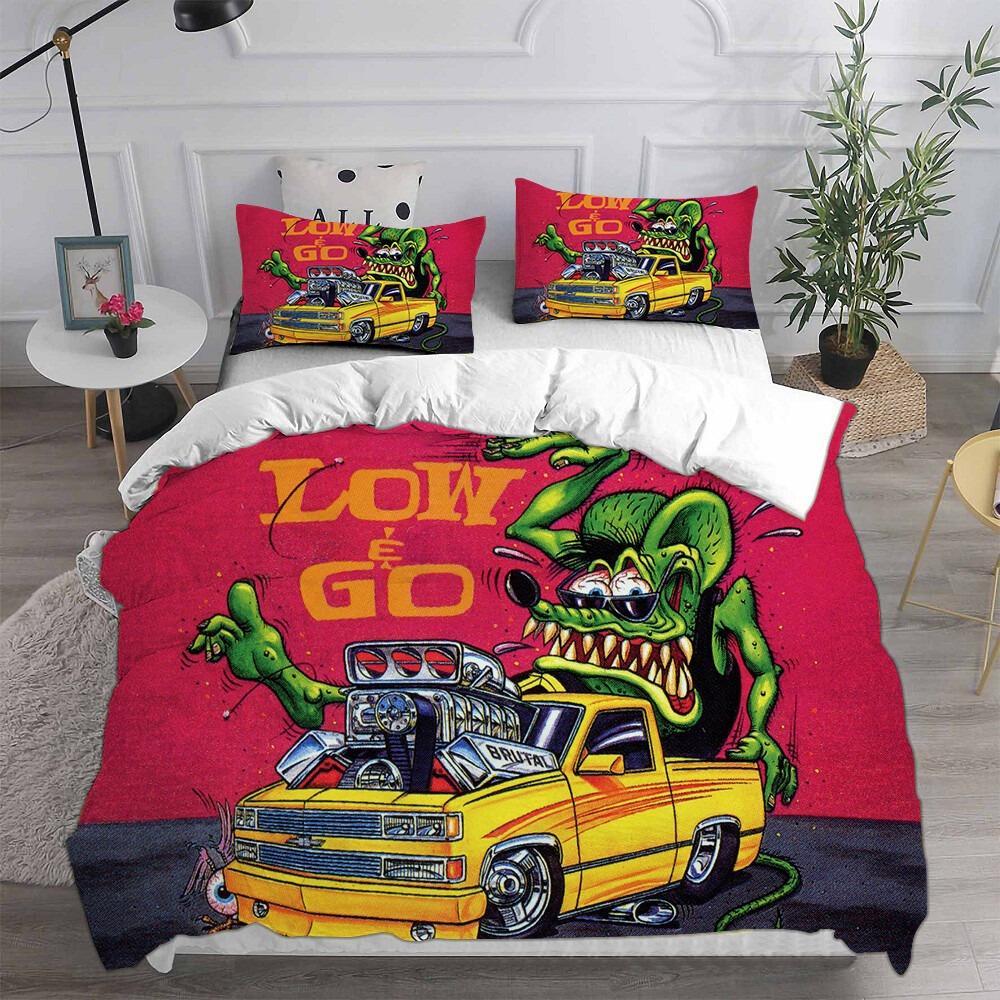 Модный 3D-печатный комплект постельного белья Rat Fink, Пододеяльник, Одеяло, Комплект для кровати, Чехол для одеяла, Наволочка, Размер King Queen Twin, Для мальчиков и девочек