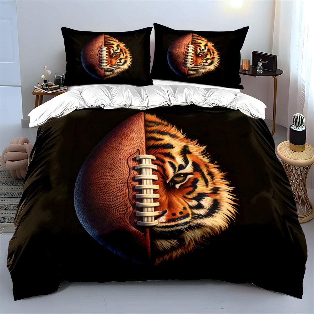 Tiger-Themed Sports Art Set Bedding Set with 1 Duvet Cover 2 Pillowcases Single Double King Queen, Gift