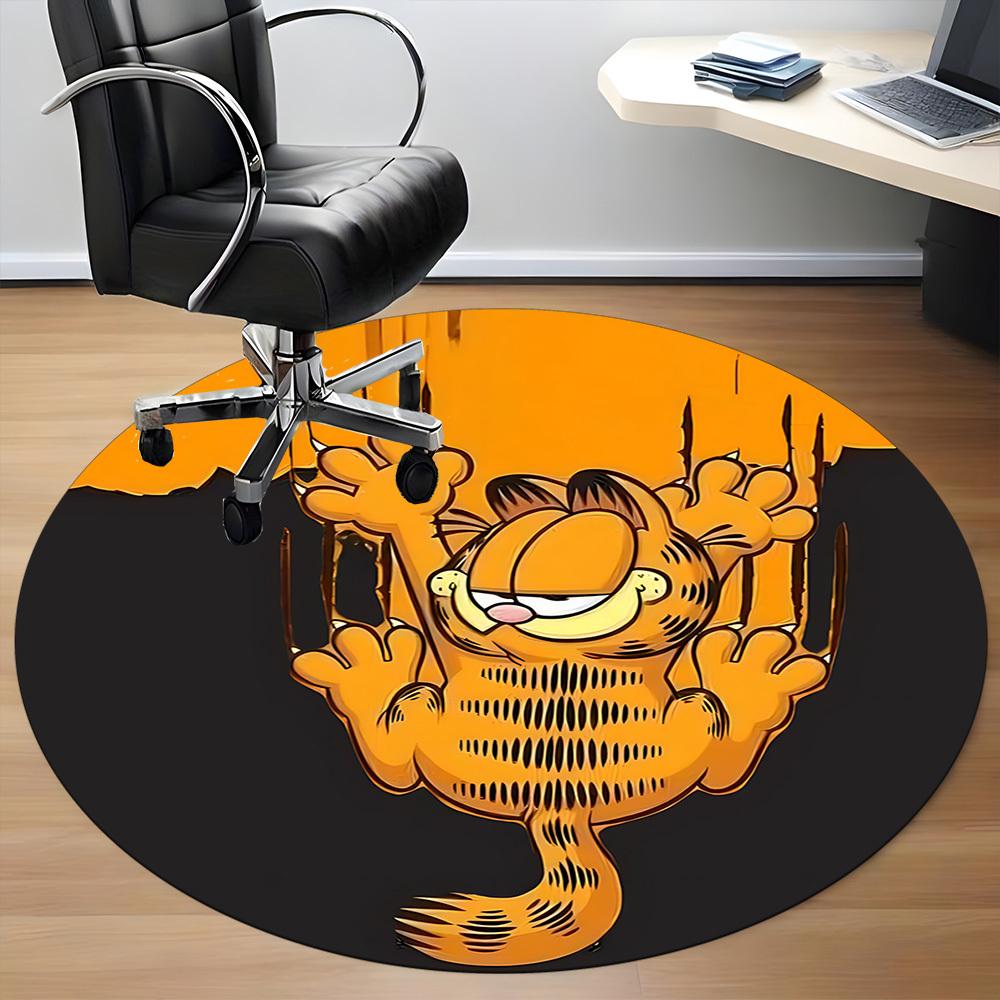 1pc Garfield Cat Office Round Area Rug, Indoor Mat Suitable For Office,Bedroom Living Room Home Decor, Room Deco a0926079