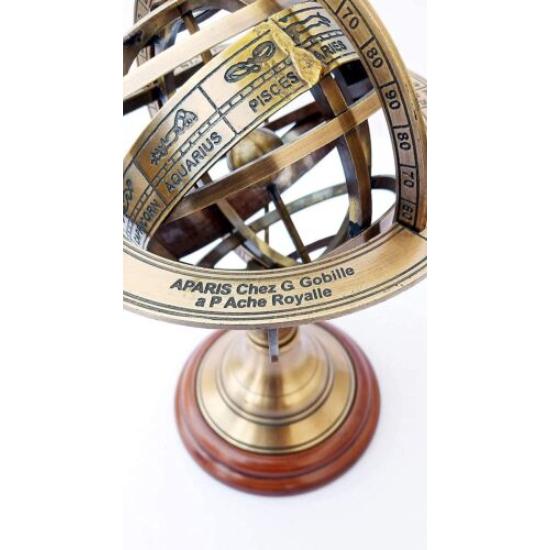 Старинная латунная армиллярная сфера (Глобус)Настольный аксессуар, настольный декоративный элемент, морской пехотинец, армейский глобус, уникальный для офисного использования