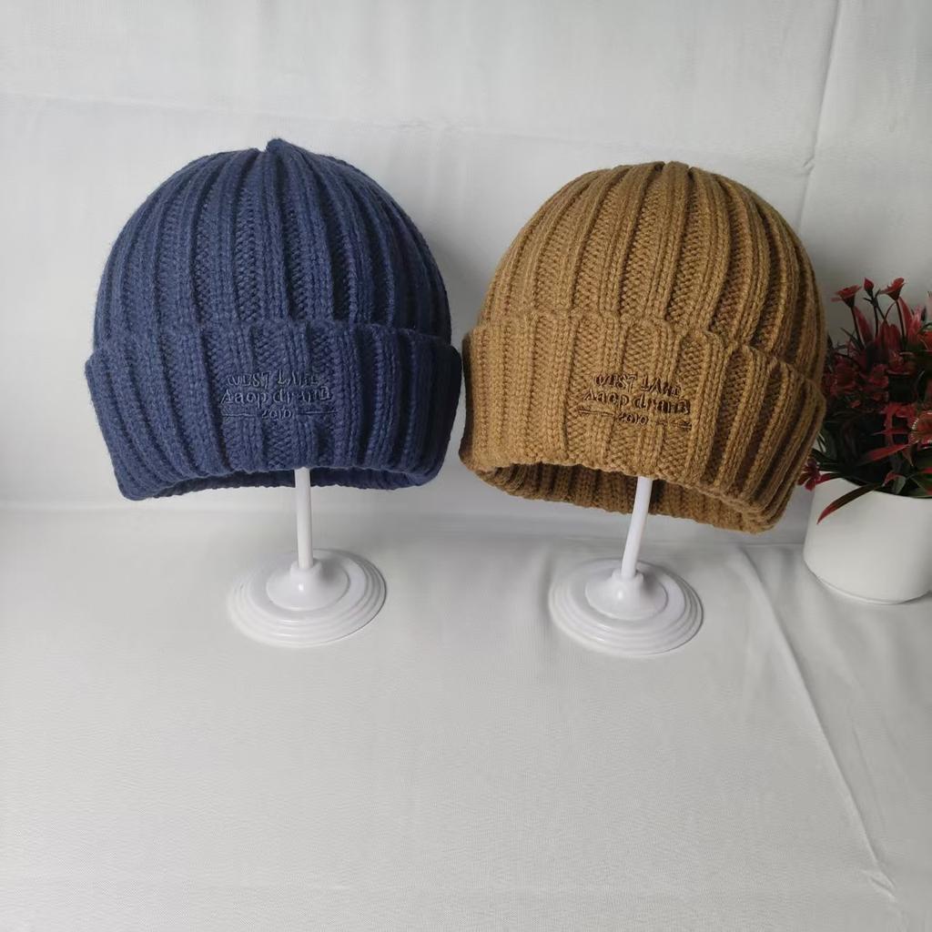 Wool hat women's versatile patch, winter face small ear protectors thickened warm knitted hat big head circumference couple cold hat