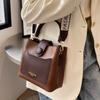 New Popular Bag 2025 Trendy Fashion Portable Shoulder Women's Bag Crossbody Versatile Retro Brown Bucket Bag