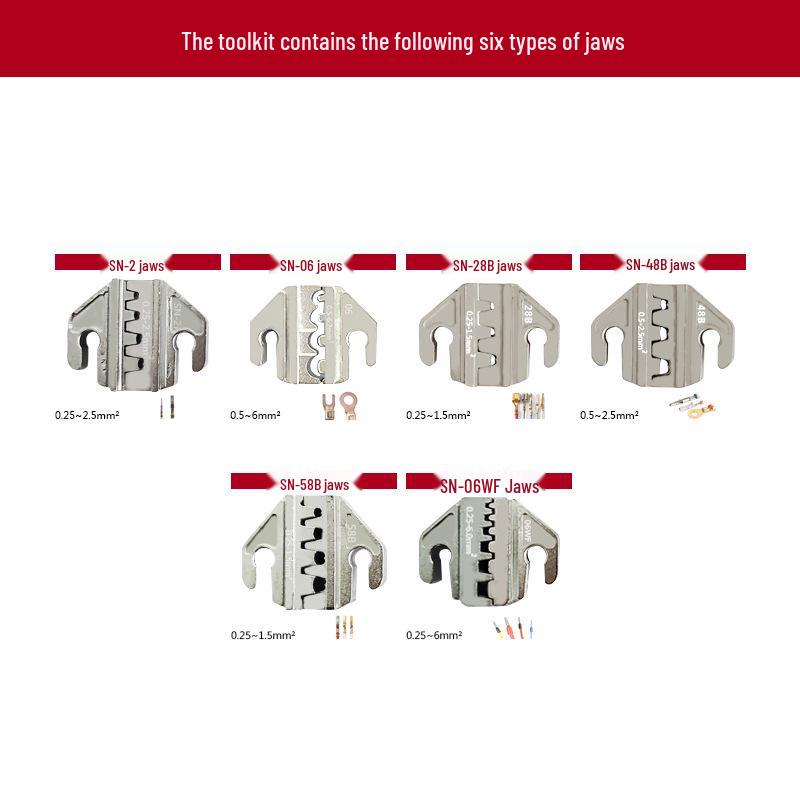 Набор кримпера с храповым механизмом SN-58B с несколькими вариантами губок