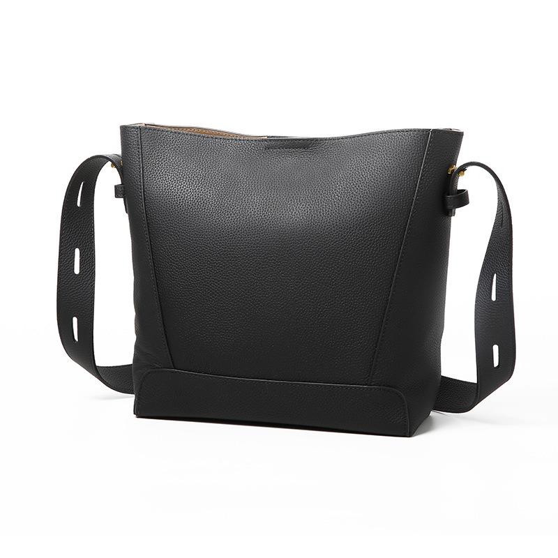 Women's Bucket Bag Women's Premium Sense Niche Design Genuine Leather Large Capacity Commuter Shoulder Crossbody Bag