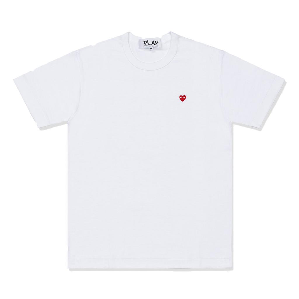 Женская футболка Comme Des Garcons с маленьким красным сердцем белая