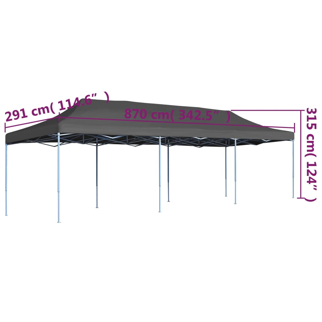Folding Pop Up Party Tent 3 x 9 m Anthracite