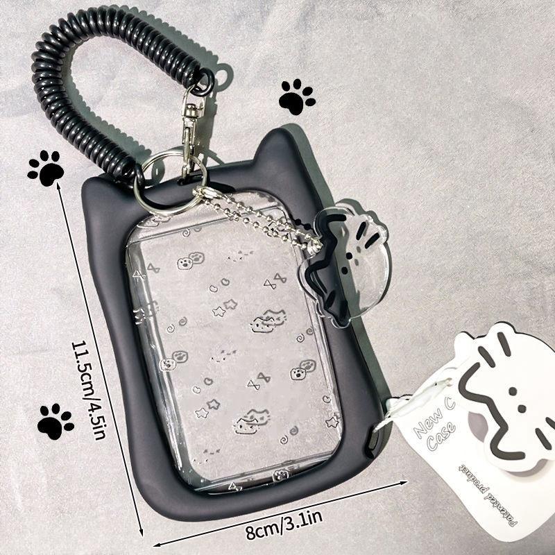 Ins Style Black Photocard Holder Transparent Kpop Idol Card Holder Pu Backbag Pendant Decoration Keychain Student Id Card Storag