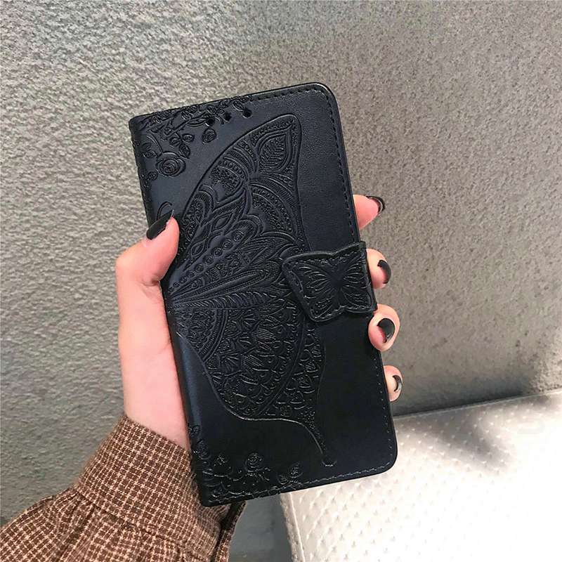 Кожаный кошелек-книжка с 3D бабочкой и цветком Realme C3 C11 C12 C15 C21 7 8 Pro 6S 6I OPPO A54 A74 A73 5G A15 A53 A52 A5 A9 для iPhone 11 12 13 X XS XR