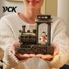 Niche Christmas Collectibles Snow Lantern Train with Santa/Snowman/Tree, Retro Steam Table Lamp, Figurine Battery Operated Swirling Water Glitter for