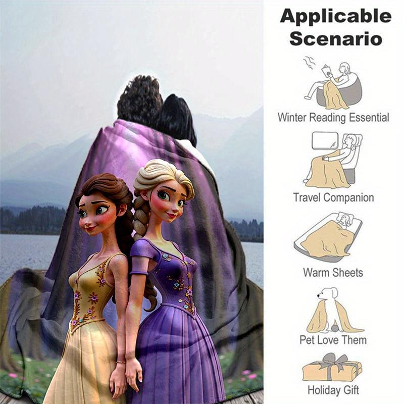 1pc, Cartoon Princess Blanket, Seasonal Universal, Home Decoration, Throw Blankets, Soft Flannel Throw Blanket, Versatile & Cozy for Bedroom