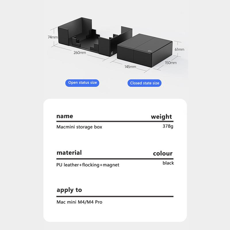 Защитный чехол для компьютера из искусственной кожи с крышкой и карманом для хранения, подставка-держатель для мини-ПК для Mac Mini M4 2024
