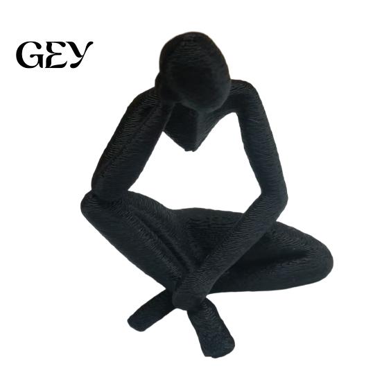 Meditator Figurine 3D Printed Thinker Style Abstract Sculpture, Statue Simple Study Room Decor Collectible Figurines, Home Office Bookshelf