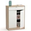 Briebe Meuble à Chaussures Entrée, Meuble Rangement 2 Portes Tiroir 101x75x36см Briebe Domus Blanc/Bois 04216
