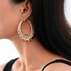 Exaggerated Punk Style Personality Wheat Ear Pattern Oval Earrings