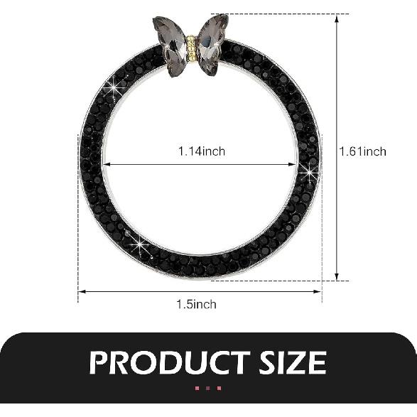 Bling Car Crystal Rhinestone Ring Emblem Sticker, Girly Butterfly Diamond Engine Start Button Cover, Push to Start Button, Key Ignition Starter &