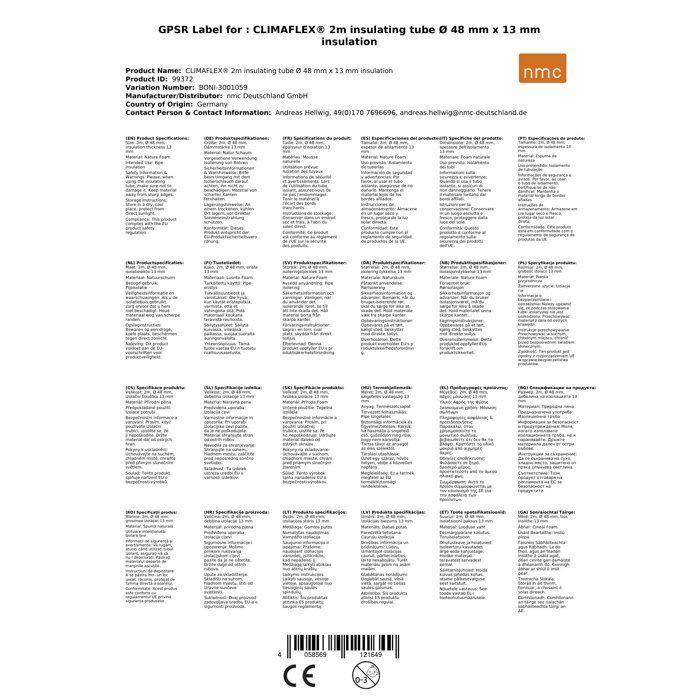 Isolation Thermique Tuyau de Chauffage 13mm, Manchons Isolants Ø48mm